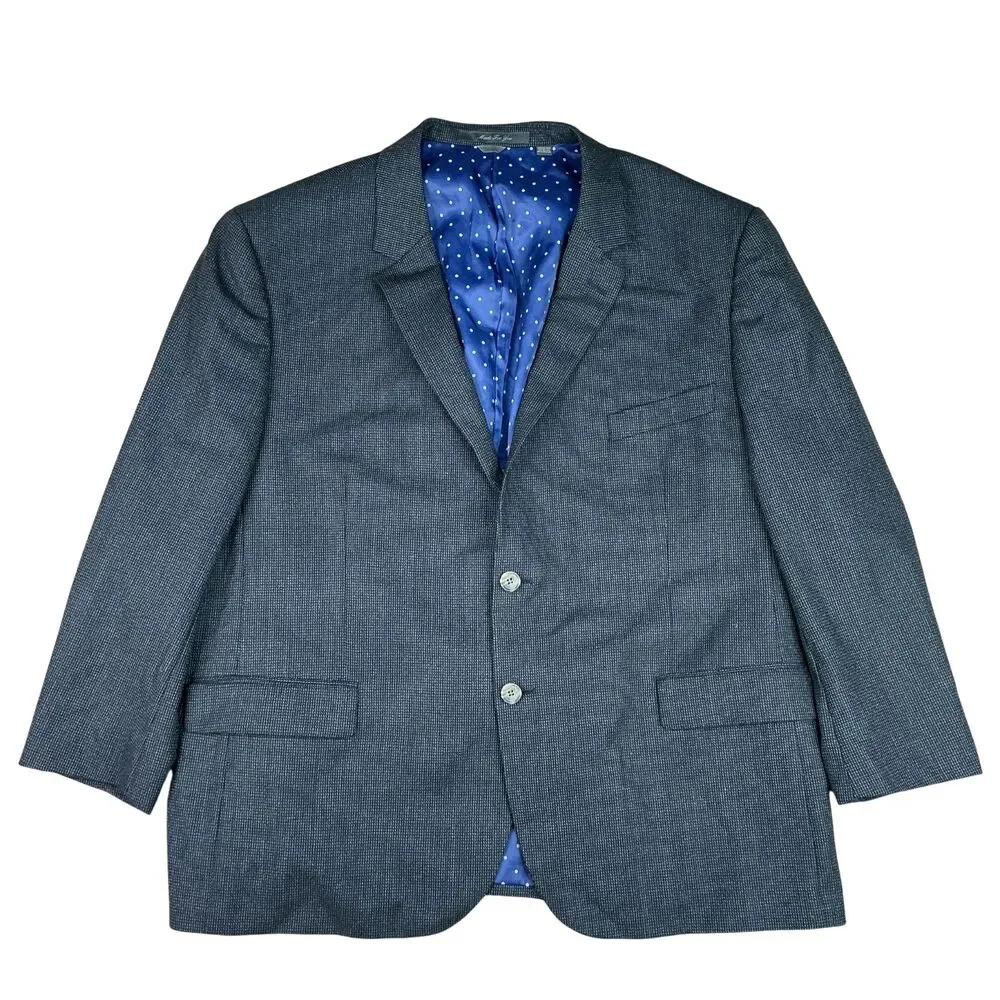 Indochino Blazer 52R Black Speckled Wool Silk Sport Coat Old Money Luxe Jacket